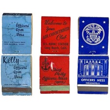 Lot de 3 carnets d'allumettes vintage US Navy Officers Mess Indianapolis Kelly AFB attaquants avant