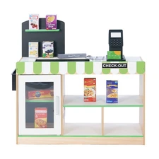 Teamson Kids - Cashier Austin Play Market Stand - Green / Wood
