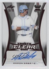 2020 Leaf Trinity Clear Auto Red 5/15 Aaron Sabato #CA-AS1 Auto 7ba