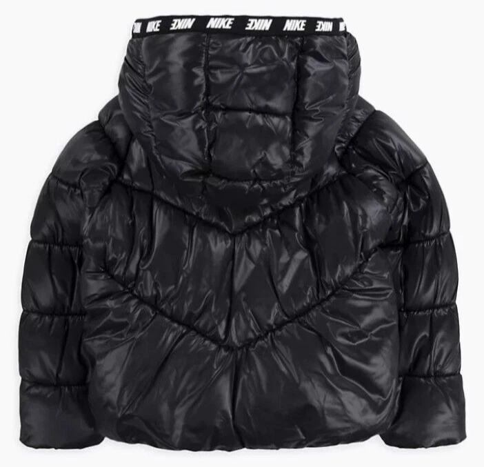 Nike Puffer Hooded Children's Size 3-4 Black White Cold Weather Jacket Coat - Image 3 of 4