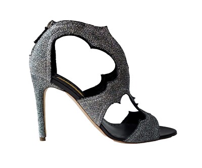 Rupert Sanderson Silver Lurex cut-out shoes sandals 39 9 8.5 ''Estelle'' $725 -hot