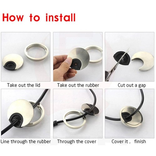 50mm 60mm 80mm PC Computer Desk Plastic Grommet Table Cable Tidy Wire Hole Cover - Picture 37 of 43