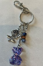 Beautiful Handmade Resin teddy bear and flower key chain