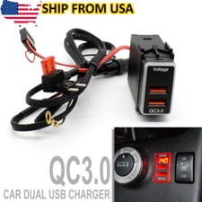 2 USB Phone Car Charger Adapter QC3.0 Fast Charging Digital Voltmeter For Nissan