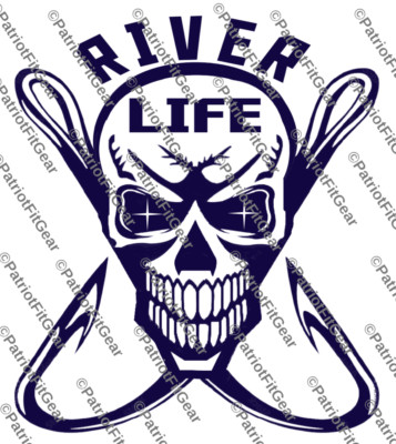 River Life, Fear No Fish, Skull, Fishing, Angler,Fish,Fish On,Custom Vinyl Decal