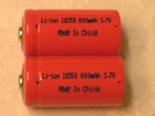 2 NEW 18350 RECHARGEABLE Li-ion BATTERY  800mah 3.7v Lithium-ion RED