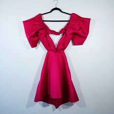 New ASOS Design Hot Berry Pink Melanie Puff Sleeve Mini Dress Size 12