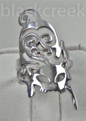 925 Sterling Silver ~ Fancy Cat ~ Wrap Ring ~ Choose Size