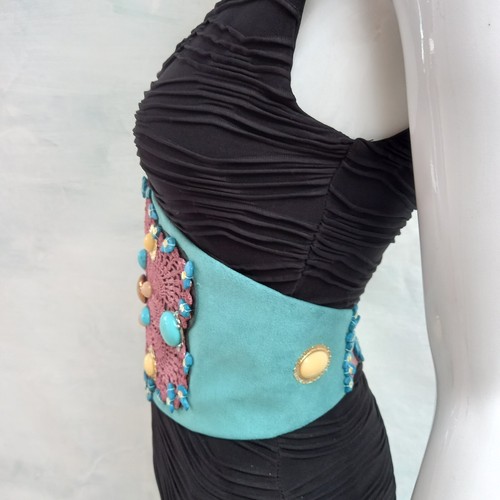woman big belt corsette vintage bustier italian brand elegant accessories navajo - Picture 11 of 24