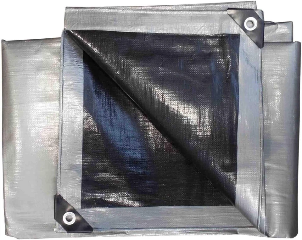 BRADAS 5m x 6m Extra Heavy Duty Silver 350GSM Waterproof Tarpaulin Cover Builder Sheet