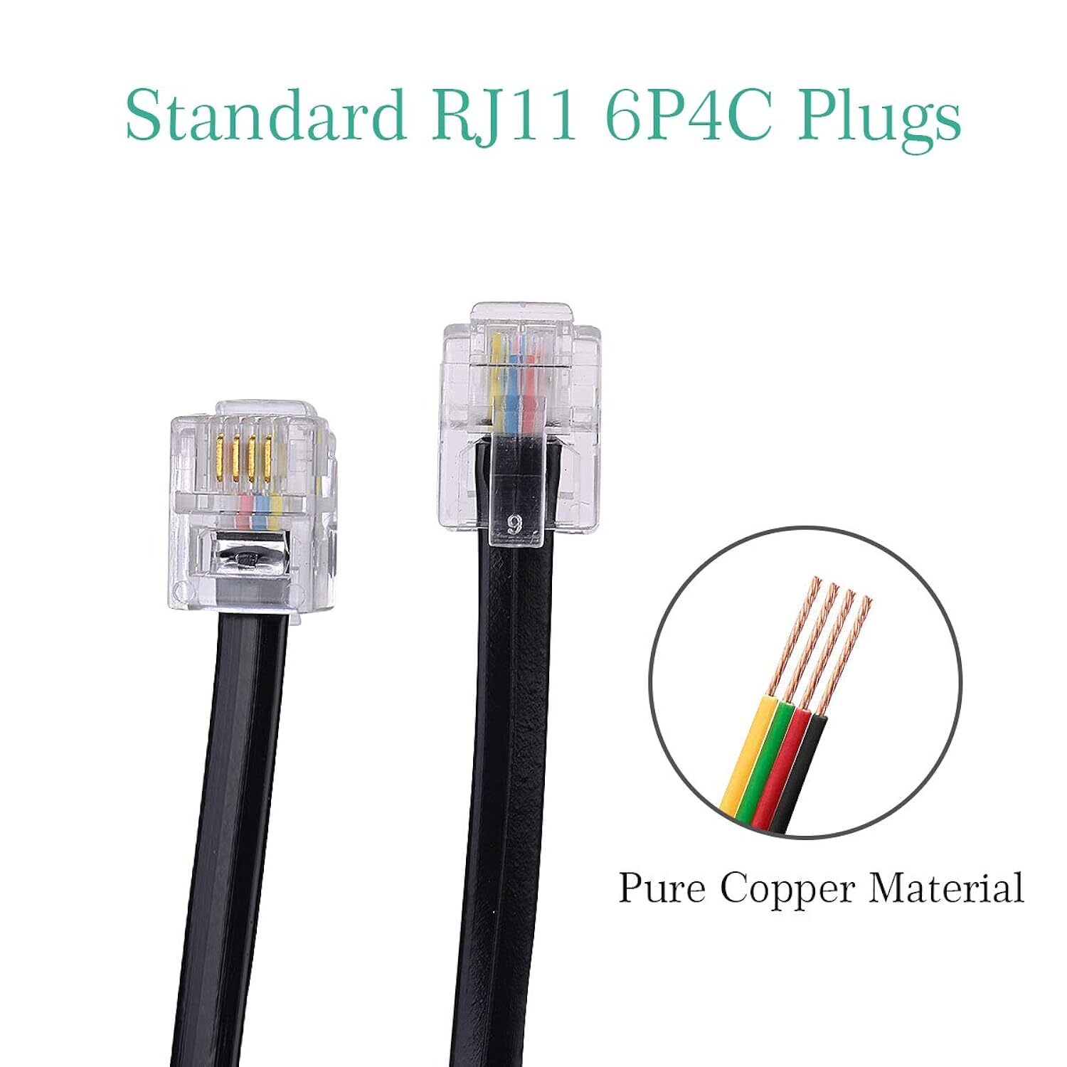 Phone Extension Cord 25 Ft,Phone Line Coupler, Rj11 6P4C Telephone