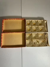 VINTAGE  GLASS SALT DIP CELLARS WITH SPOONS 2 SETS OF 6 MADE IN CZECHOSLOVAKIA