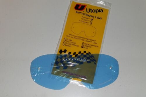 New Utopia Warrant Replacement Glass Visor Lens Motocross MX Blue - Zdjęcie 1 z 3