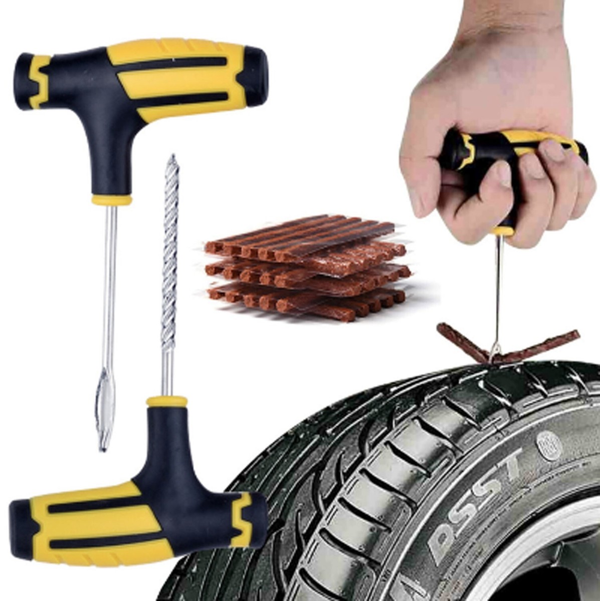 9PCS Tire Repair Kit DIY Flat Tire Repair Car Truck Motorcycle Home Plug Patch