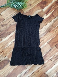 Women S Bebe Knit Diamond Pattern Black Body Con Dress S Tunic Cap Sleeve Ebay