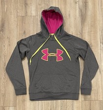 UNDER ARMOUR Storm Women s Fitted Pullover Hoodie Sweatshirt Small Gray Pink