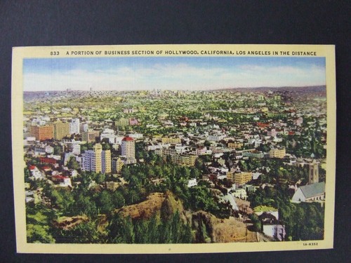Hollywood Los Angeles California CA Aerial Town View Curt Teich Postcard 1931