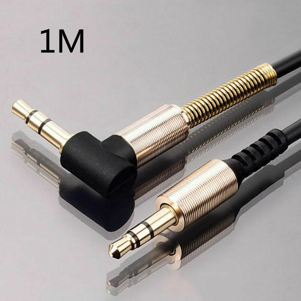 3.5mm Male to Male Aux Cable Cord L Right Angle 1Meter Car Audio Headphone Jack - Image 2 of 4