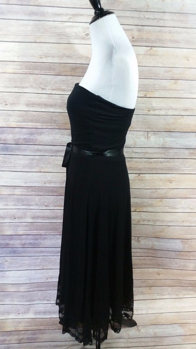 Women's White House Black Market WHBO Strapless Dress Black Lace Hem Size S  | eBay