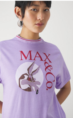 NWT MAX&Co Looney Tunes Izzy Graphic T-Shirt Purple Burnout Women's Size Medium