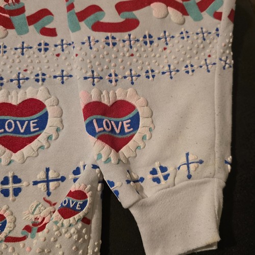 Vintage 80s Cupid Teddy Bear LOVE Sweatshirt Puff Print Cottagecore Grannycore - Picture 21 of 23