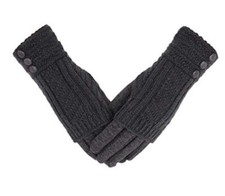 Winter Warm Knit Fingerless  Touchscreen Texting Thick Cotton Full Dark Grey