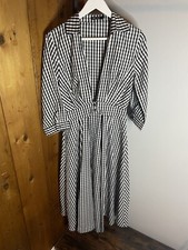 NEW Nasty Gal Shirt Dress Black & White Check Yourself Gingham Womens Size US 4