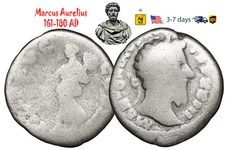 Ancient Roman Empire Coin Silver Denarius Marcus Aurelius 161 180 AD #32107