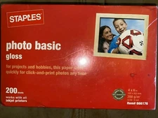 Staples Photo Basic Gloss Paper 4x6 Pack of 200 Item 666176 NIP Photographs 