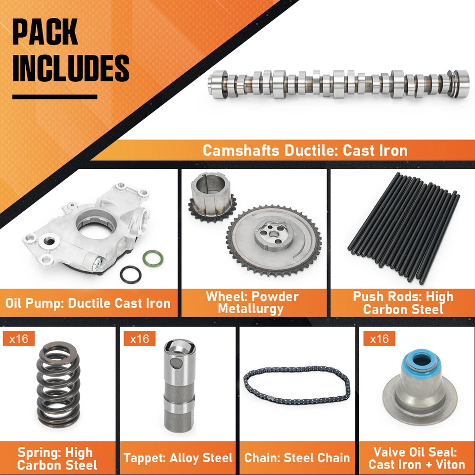 Kit de levas para camioneta Chevy LS ETAPA 2 leva bomba de aceite varillas de empuje elevadores 4.8 5.3 6.0 6.2 Foto 2 de 4