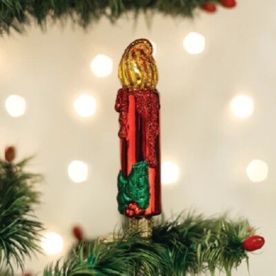 Old World Christmas Red Clip-On Candle Ornament & Gift Box ~~Christmas Must-Have