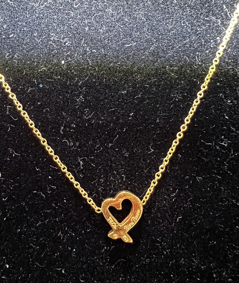 Collar Tiffany and Co. Corazón Amoroso Picasso Oro Amarillo 18K 18" 2,48 gramos Foto 3 de 4