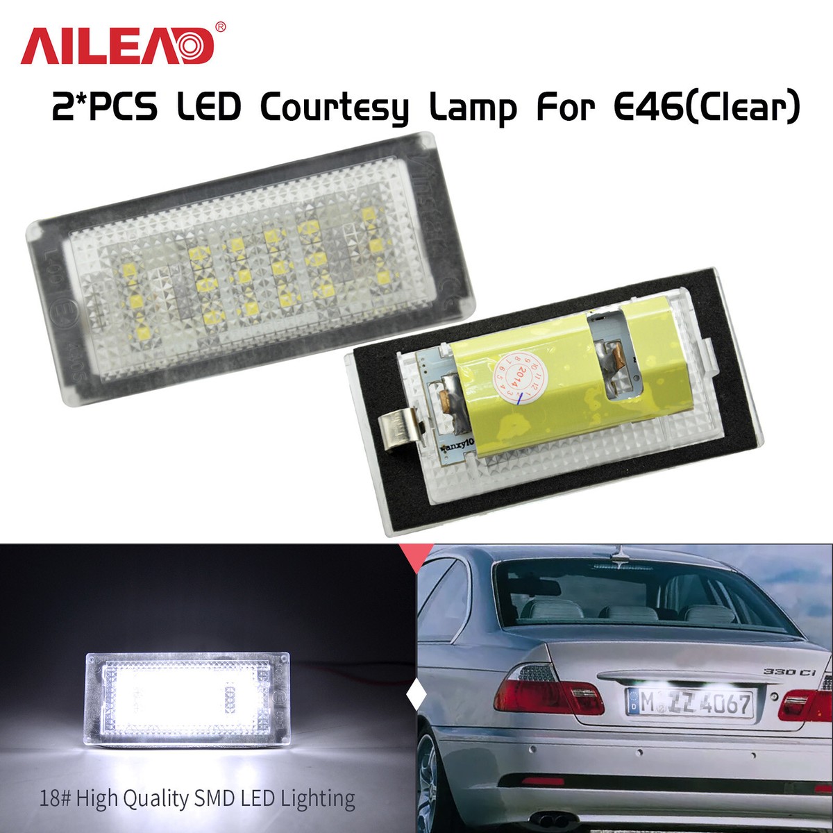 2X White Led License Number Plate Light lamp 51137113590 For 04-06