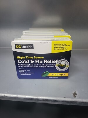  DG Health Night Time Severe Cold And Flu Relief - 24 Softgels- Exp 07/2025