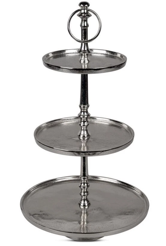 626448 Étagère Rond 3tlg. 28x50cm En Argent Aluminium Nickel Plaqué Surface - Photo 1/1