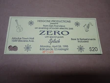 Zero concert ticket Arbutas Town Hall ARBUTAS MD 4 24 1995