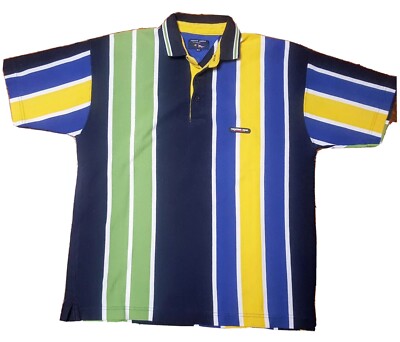 Vtg POINT ZERO Yachting Gear Striped Polo Shirt Color Block Mens XL