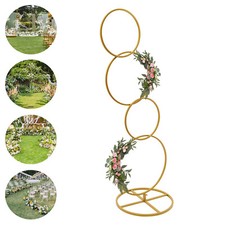 Wedding Round Hoop Backdrop Stand Detachable 4-Tier Gold Metal Flower Arch Frame