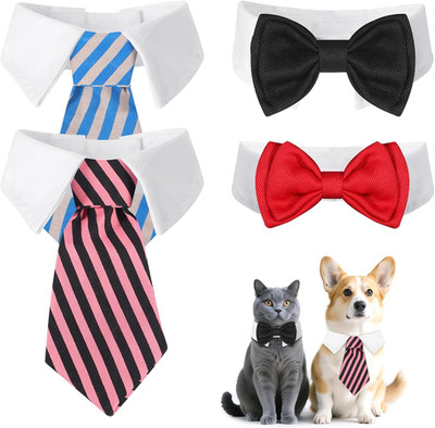 4PCS Adjustable Cat & Small Dog Bow Tie Collar Formal Wedding Pet Costume