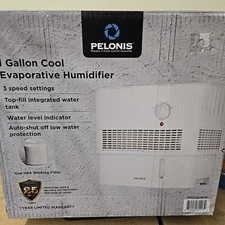 Pelonis 1 Gallon Cool Evaporative Humidifier White 3 Speed Settings