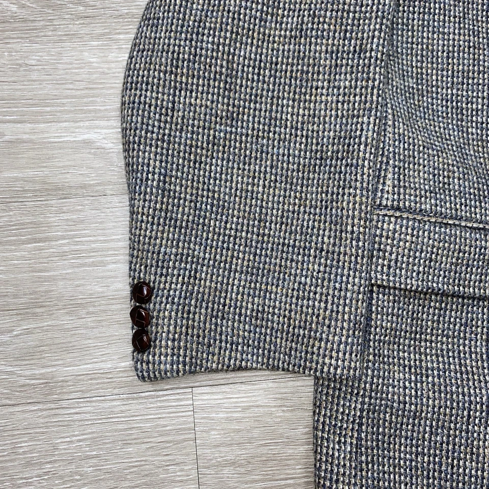 Casaco esportivo masculino vintage Orvis Harris lã tweed 50R cinza marrom jaqueta clássica - Imagem 3 de 4