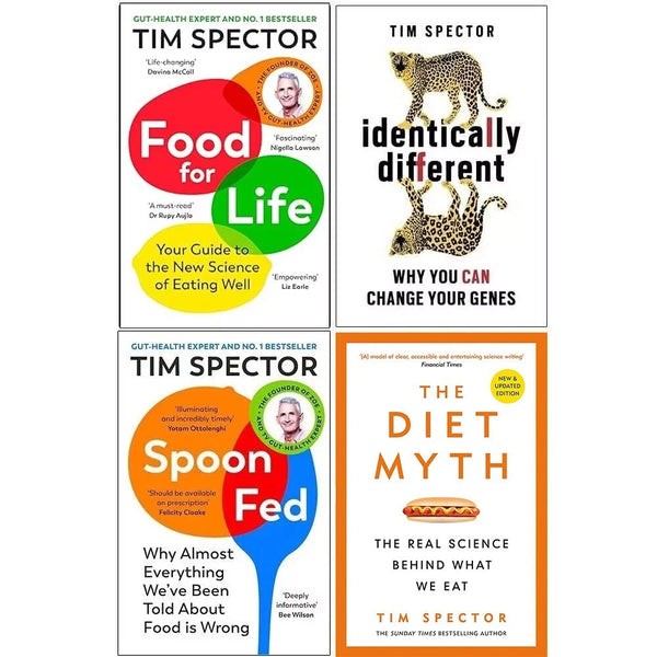 Tim Spector Collection 4 Books Set Food for Life, Spoon Feed,  The Diet Myth