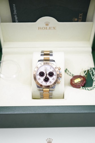 2011 Rolex Daytona 116523 Rare White Racing Dial Gold Bi-Metal - COLLECTORS SET