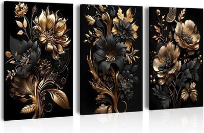 Diamond Painting Set 3er Schwarz Gold 5D Vollbohrer DIY 30x40cm