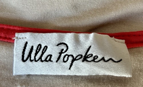 Ulla Popken Damen Shirt Beige Rot Blumenmotiv Wasserfall Ausschnitt Gr. 50/52 - Bild 7 von 9