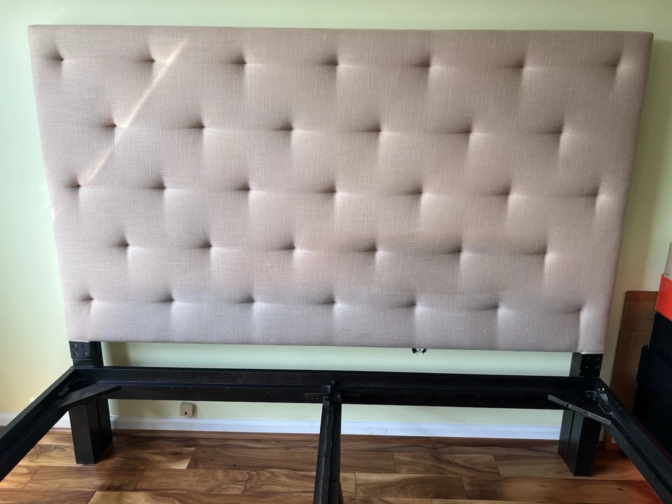 California King Tufted Headboard W/ Bed Frame (West Elm) - Image 4 of 4