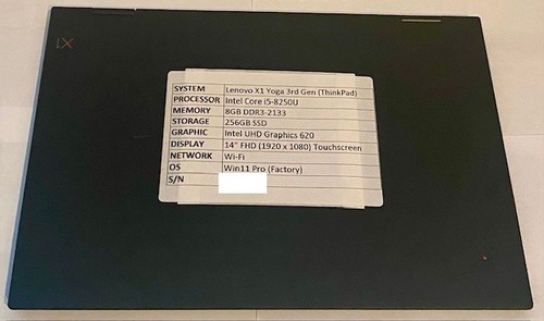 Lenovo X1 Yoga 3ª Generación ThinkPad i5-8250U 8GB 256GB SSD 14" FHD Pantalla Táctil - Imagen 3 de 4