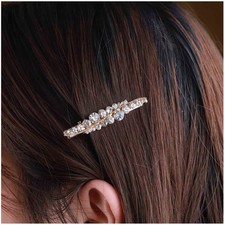 Yheakne Vintage Rhinestone Hair Clip Pin Gold Barrette Headpiece with Crystal