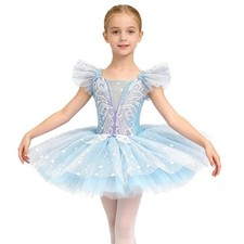 Kids Girls Costume Ballroom Ballet Jazz Dancewear Show Tutu Dress Cute Lyrical