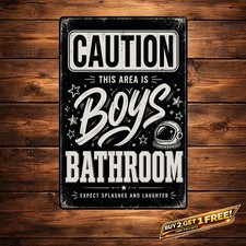 Funny Boys Bathroom Rules Sign Retro Style Restroom Metal Wall Plaque